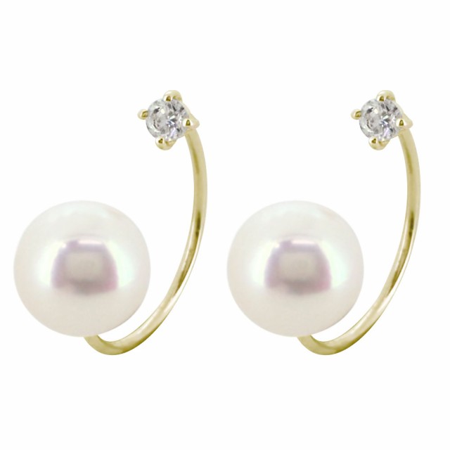 ピアス フック 18k レディース 4月誕生石 ダイヤモンド パールキャッチの通販は