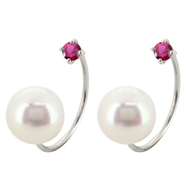 ピアス フック 18k レディース 7月誕生石 ルビー パールキャッチ_9