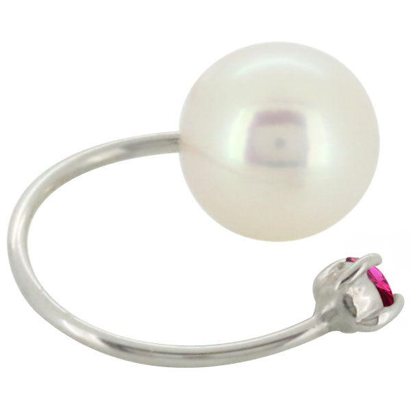 ピアス フック 18k レディース 7月誕生石 ルビー パールキャッチ_2