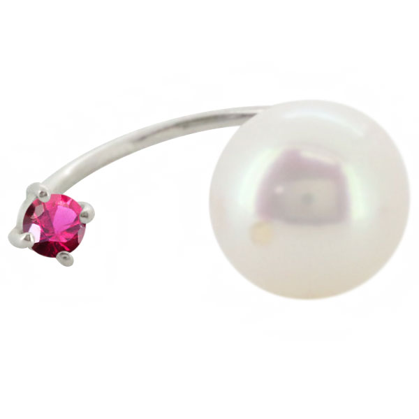 ピアス フック 18k レディース 7月誕生石 ルビー パールキャッチ_3
