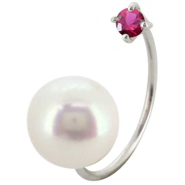 ピアス フック 18k レディース 7月誕生石 ルビー パールキャッチ_4