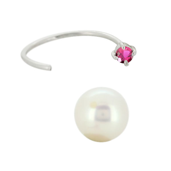 ピアス フック 18k レディース 7月誕生石 ルビー パールキャッチ_5