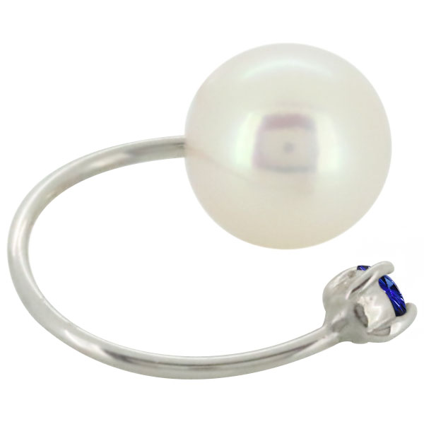 ピアス フック 18k レディース 9月誕生石 サファイア パールキャッチ_2