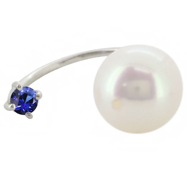 ピアス フック 18k レディース 9月誕生石 サファイア パールキャッチ_3