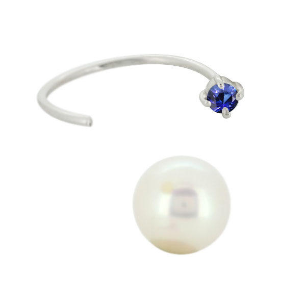 ピアス フック 18k レディース 9月誕生石 サファイア パールキャッチ_5