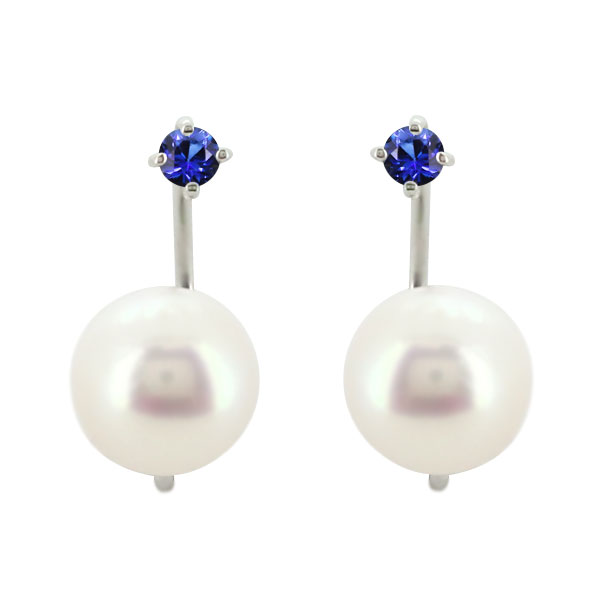 ピアス フック 18k レディース 9月誕生石 サファイア パールキャッチ_7