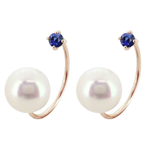 ピアス フック 18k レディース 9月誕生石 サファイア パールキャッチ_8