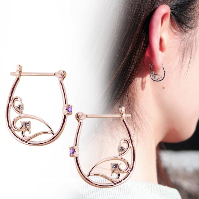 ピアス フープ シルバー925 アメジスト 両耳 レディース 小さめ シンプル 人気 両耳 シンプル 人気