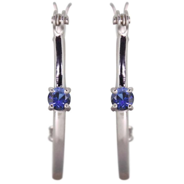 ピアス フープ レディース フープピアス 唐草 10k 誕生石 9月 サファイア クロッシングピアス_6