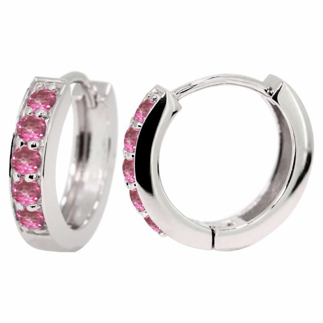 ピアス メンズ 18k フープピアス ピンクトルマリン 片耳 中折れ