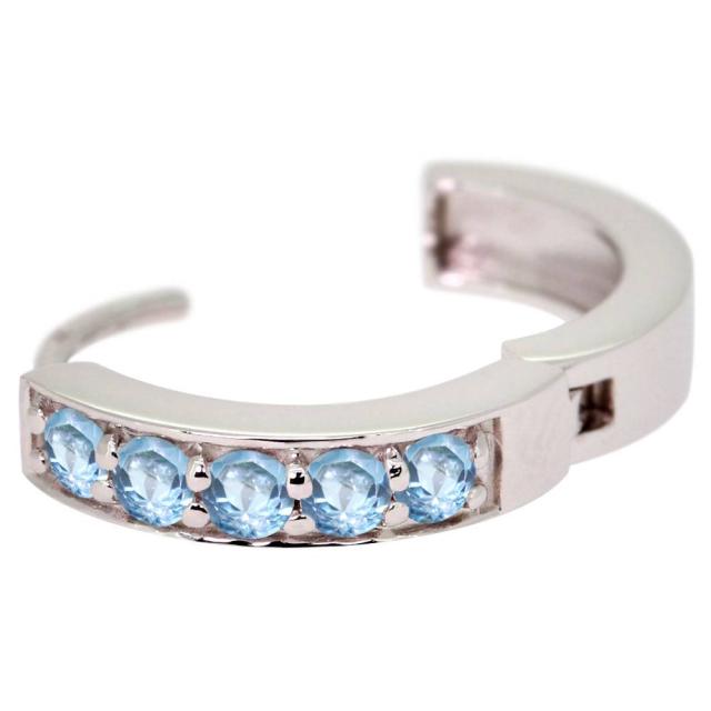 ピアス メンズ 18k フープピアス ブルートパーズ 片耳 中折れ ゴールド 11月誕生石_4