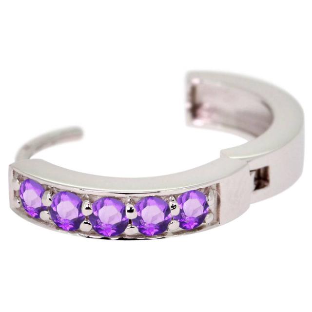 ピアス メンズ 18k フープピアス アメジスト 片耳 中折れ ゴールド 2月誕生石_4