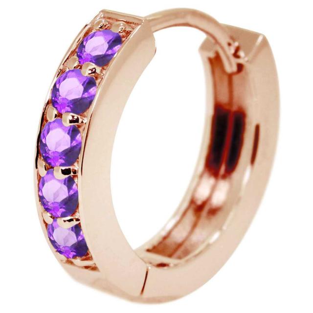 ピアス メンズ 18k フープピアス アメジスト 片耳 中折れ ゴールド 2月誕生石_6