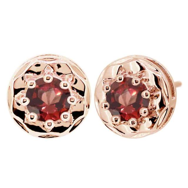 ガーネット ピアス 一粒 レディース 両耳 10金 誕生石 1月 スタッドピアス 一粒ピアス 上品の通販は