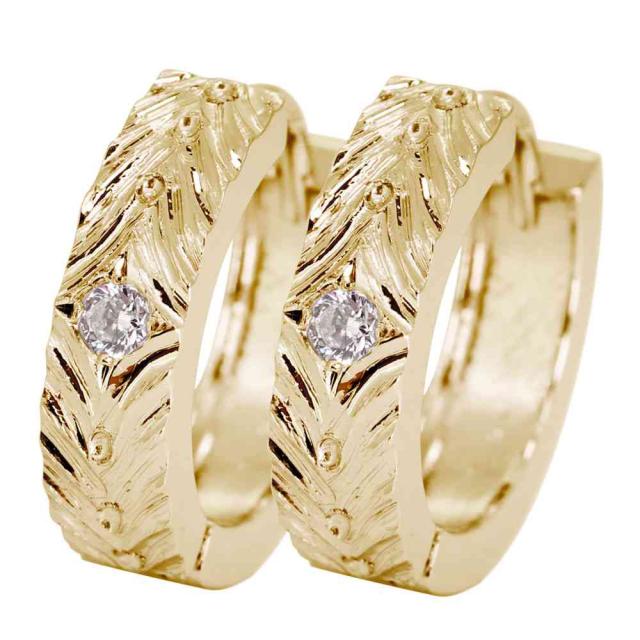 フープピアス 18k 小さめ イエローゴールド ピンクゴールド ピアス レディース ダイヤモンド 18金 中折れ式の通販は