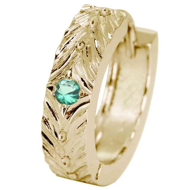 フープピアス k18 メンズ ピアス 片耳 18金 フープ ゴールド 中折れ式 5月誕生石 男性 かっこいいの通販は