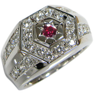 7月誕生石ルビー・シルバー・印台・指輪の通販は