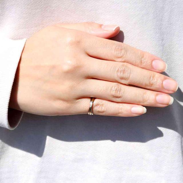 トリニティ リング レディース K18 三連リング スリーカラー ピンキー