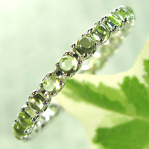 フルエタニティリング・ペリドットリング・K10・カボッションカット・ピンキーリング