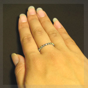 フルエタニティリング・ペリドットリング・K10・カボッションカット・ピンキーリング