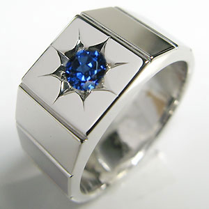 メンズリング・サファイヤ・プラチナ・印台リング・メンズ・指輪の通販は