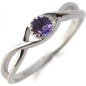 アメジスト・リング・シンプル・一粒・指輪・プラチナ