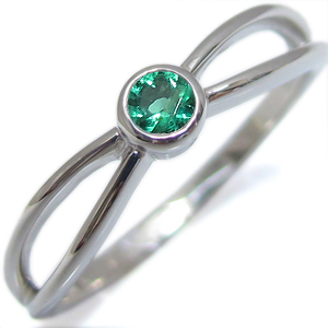 エメラルド リング 一粒 シンプル K18 指輪