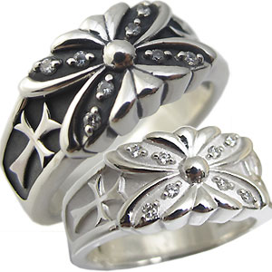 指輪・シルバー・リング・バタフライ・クロス・リング・ペアリング・2本セット