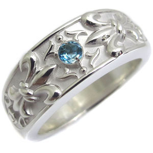 クロス・リング・シルバー・メンズ・指輪・ブルートパーズ・リングの通販は