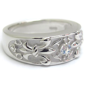 クロス ロイヤルブルームーンストーン リング シルバー メンズ リング 蝶 指輪