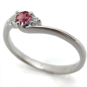 プラチナ・ピンクトルマリン・一粒・シンプル・ピンクトルマリンリング