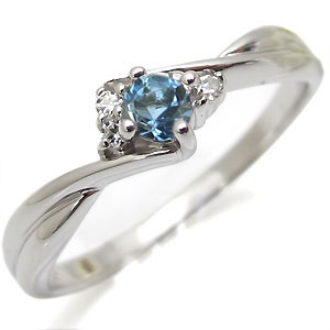 指輪・アクアマリンサンタマリア・リング・18金・一粒・シンプル・アクアマリンリング