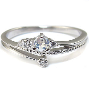 プラチナ ロイヤルブルームーンストーン リング 一粒 婚約指輪