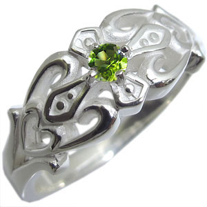 クロス・シルバー・メンズ・リング・ハート・指輪・ペリドット・リングの通販は