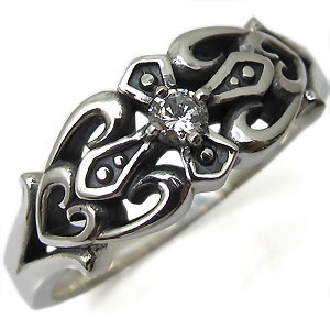 メンズ・リング・ハート・ダイヤモンド・指輪・シルバー・クロス・リングの通販は 22,650円