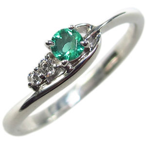 プラチナ・リング・エメラルドリング・シンプル・一粒・指輪の通販は