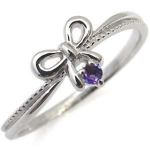 選べる誕生石・リング・リボン・リング・10金・指輪