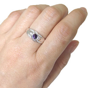 2月誕生石 指輪 アメジスト 一粒 プラチナ リング クリスマス ポイント消化