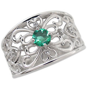 唐草・リング・指輪・エメラルド・5月誕生石・一粒・10金の通販は