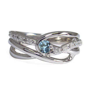 アクアマリンサンタマリア・リング・3月誕生石・一粒・10金・指輪の通販は