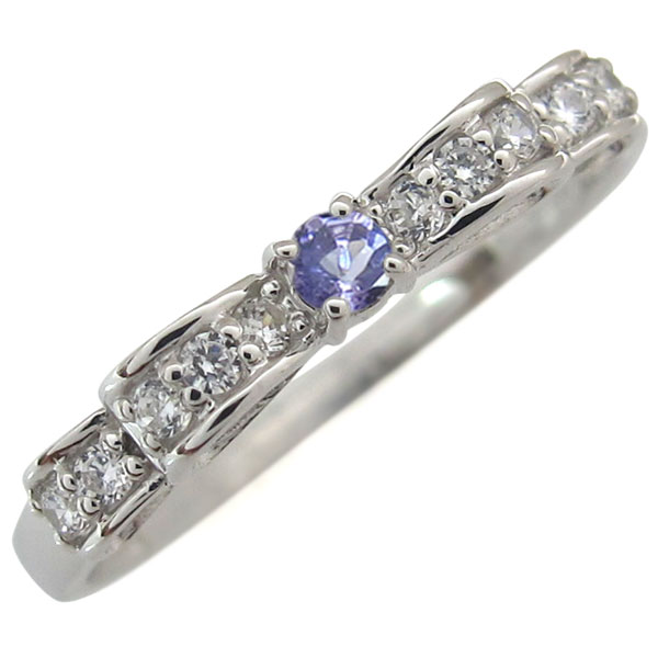 ヴァンドーム青山　K10 PG　リボン　ダイヤモンド　7石　立体的　リング　7号 ヴァンドーム青山 K10 PG リボン ダイヤモンド 7石 立体的 リング 7号