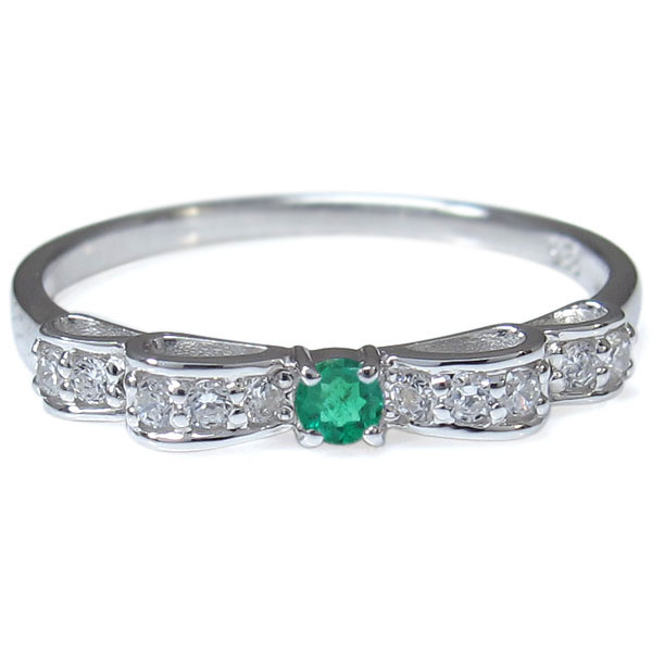 リボン・リング・エメラルド・指輪・ピンキーリング