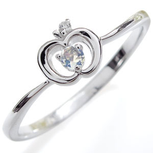 ロイヤルブルームーンストーン・リング・一粒・リンゴ・K10・指輪の通販は