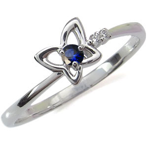 ピンキーリング・サファイア・リング・10金・指輪・蝶・一粒