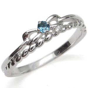 プラチナ ピンキーリング リボン 指輪 ブルートパーズ ロープの通販は