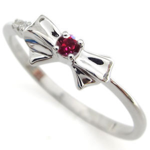 誕生石 リング ルビー リボンリング K18 指輪