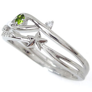 星 リング 選べる誕生石 ピンキーリング 流れ星 指輪 18金の通販は