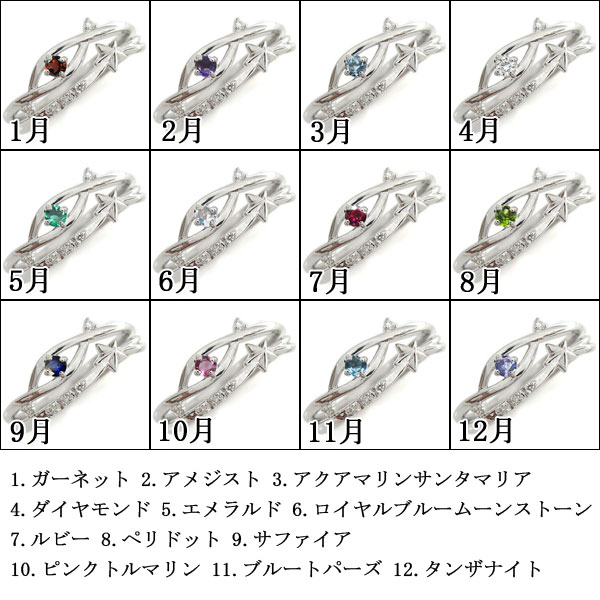 星 リング 選べる誕生石 ピンキーリング 流れ星 指輪 18金の通販は