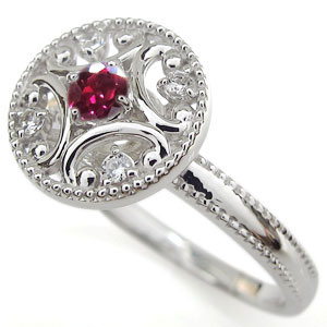 選べる誕生石 プラチナ 指輪 天然石 リング アンティークの通販は