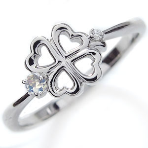 プラチナ・ピンキーリング・ロイヤルブルームーンストーン・クローバー・リング・指輪の通販は